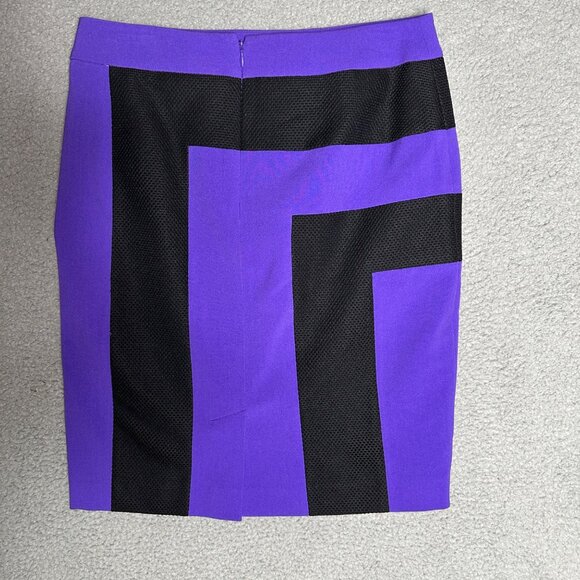 Nine West Pencil Skirt Womens Size 2 Purple Black Colorblock Stretch Career Work - Picture 3 of 15